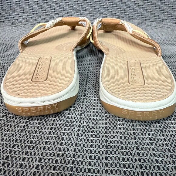 Sperry top Sider Women's Size 10M Beige & White Parrotfish Braided Flip-Flops - Picture 10 of 10